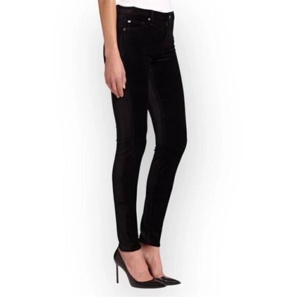 7 For All Mankind REVOLVE Black Velvet “The Skinny” Pants (Size: 27) - Picture 1 of 16